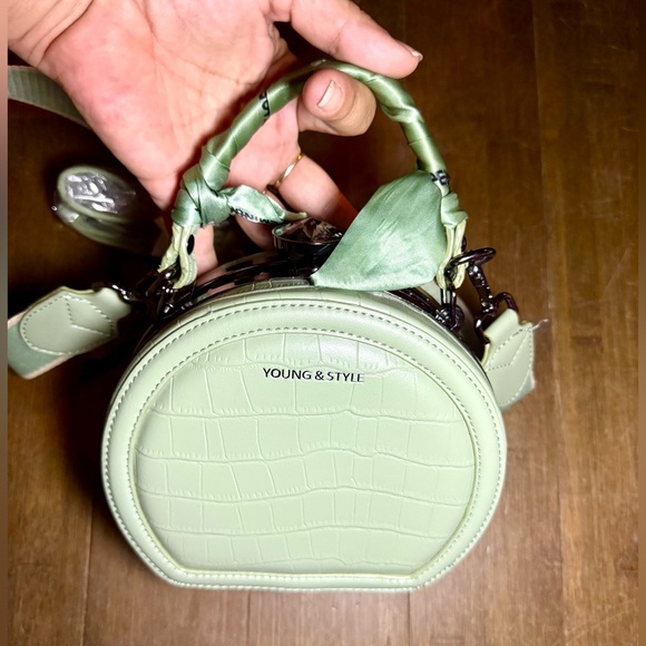 Mint Green Croc-Embossed Mini Bag - Picture 14 of 16